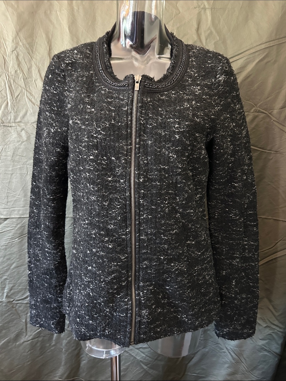 Maison Scotch Black Marled Zip Cardigan Jacket